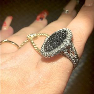 JUDITH RIPKA Braided Silver Onyx Statement Ring